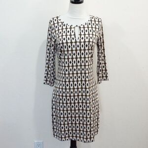 Julie Brown Gold And Black Geometric Jersey Knit Dress Black Icicles - M -NEW!